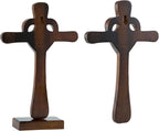 DAICAT - Hand-carved Wooden Cross Wall Decor, 10 Inch Tall Larger Cross for Home Decor, Cross Decor for Wall, Hand made Wood Crosses Wall and Table, Wedding Gifts for Couple (No 5)