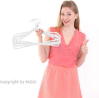 MIZGI Premium Velvet Hangers (50 Pack) - Heavyduty Non Slip Felt Suit Hangers - White Chrome Hooks, Space Saving