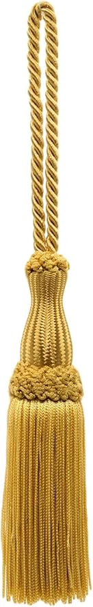 DÉCOPRO Decorative Silky 5" (12.5cm) Key Tassel 5" (12.5cm) Loop (Style# SKT) Antique Gold #C4 (Dark Yellow Gold) Set of 2