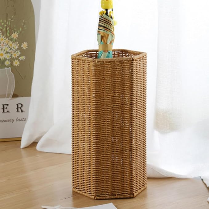 Mobestech Artificial Rattan Umbrella Holder for Indoor Use Large Capacity Plastic Umbrella Storage Stand for Entryway Versatile Design for Home and Office Also Great for Yoga Mat Storage