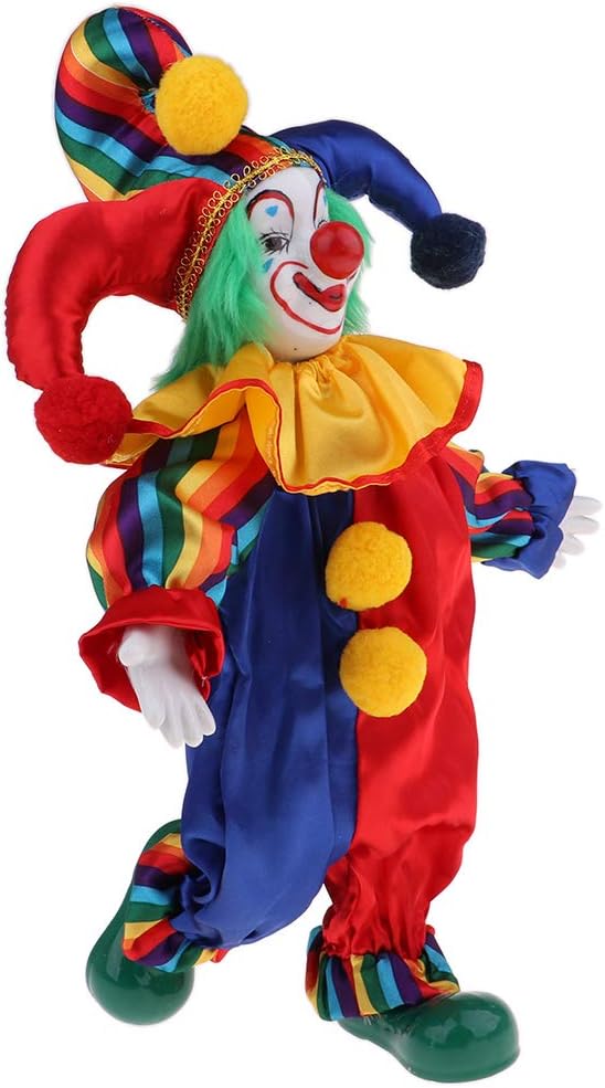 Maxyoung 14 Inch Porcelain Clown Doll Vintage Dolls Figurine, Collectible Figure, Hand Painted Toy, Christmas Halloween Birthday Gift, Movable Joints