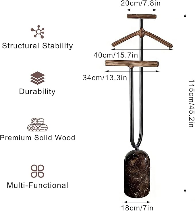 Suit Valet Stand with Tray Freestanding Suits Clothes Rack for Bedroom Entryway Living Room