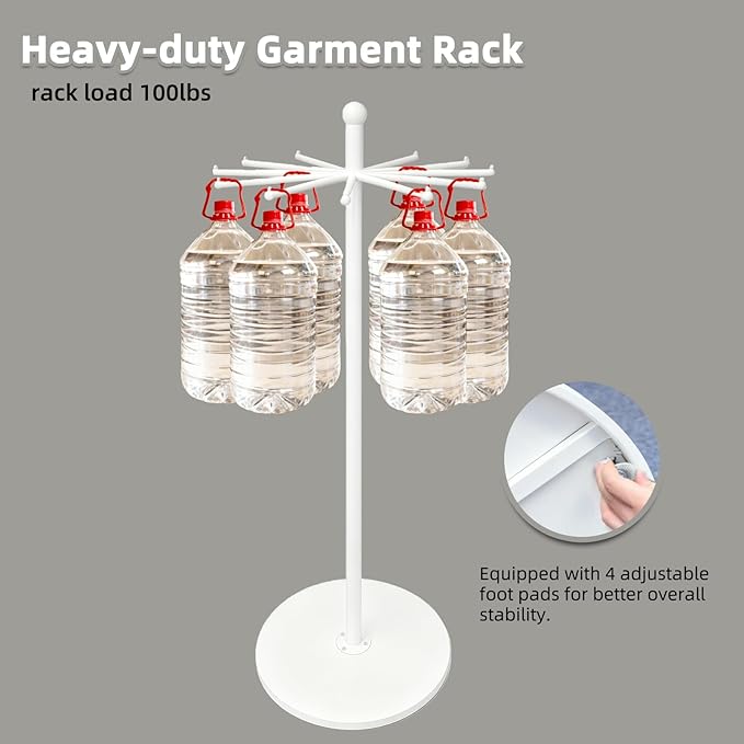 23 Inch Rotating Scarf Display Rack, Metal Purse Rack with 12 Hooks & Wheels, 100 lbs Capacity - Freestanding Premium Retail Handbag Rack for Home & Commercial Use, White