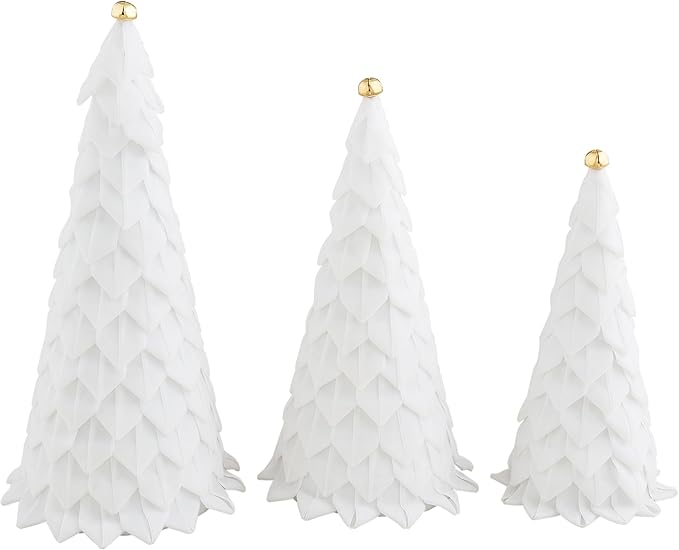 Mud Pie White Velvet Tree Sitters; Small 10" x 4" Dia | Large 12" x 5" Dia | Large 14" x 5 1/2" Dia