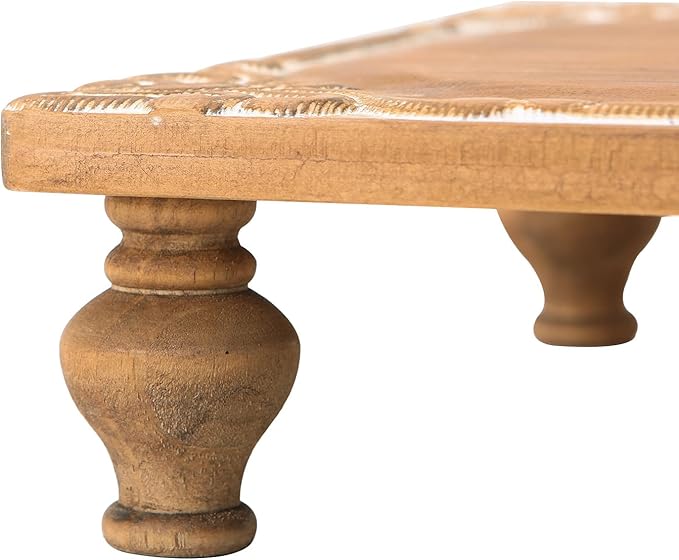 NIKKY HOME Farmhouse Risers Display Stands, Rustic Wood Pedestal Decorative Tray, Centerpiece Decor for Coffee Bar Table, Kitchen Counter, Dining Room