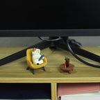 Mevodeata Cute Cat Playing Phone on Sofa and Drinking Coffee Figurine for Office Home Decor - Cute Cat Gift for Cat Lovers