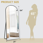 Prywot Arched Floor Mirror, 64 "x 21" Full Length Mirror Wall Mirrors Hanging or Leaning Arched-Top Full Body Mirrors with Stand for Bedroom, Dressing Room, Black
