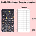 Bloss Hanging Jewelry Organizer and storage for Closet With 80 Pockets,Earring Organizer Hanging Holder Storage for Women Gift,Jewelry Organizer for Closet, Wall, Door-Black
