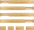 Adjustable Bamboo Drawer Dividers for Clothes, Kitchen Utensils, Office Desks, Bathroom Accessories, Socks and Underwear, and Personal Items, 4 Dividers with 4 Partitions