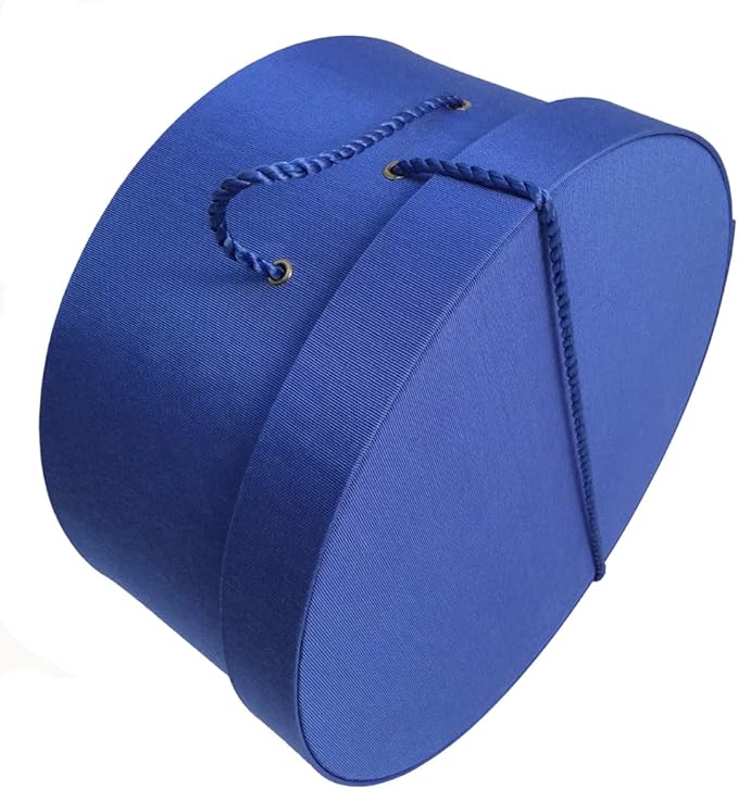 Sarah's Hat Boxes Classic Royal Hat Box – 11" x 5.5" (Dia. x Ht.) Handmade in USA – Odorless Non-Toxic Adhesive, Cording Handle – Premium Storage for Hats & Accessories