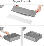 4 Packs T-shirt Drawer Organizers for Clothing,6 Grids Compartment Wardrobe Storage Box, Washable Clothes Organizer for Folded Clothes, T-shirt, Legging-15.75 * 11.81 * 3.93 in