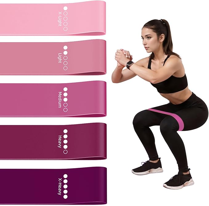 Resistance Loop Exercise Bands for Home Fitness, Yoga Pilates, Stretching, Strength Training, and Physical Therapy - Elastic Bands Set Workout Bands for Women&Men (5pcs Set)