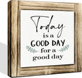Positive Decor Signs, Decorative Wooden Box Sign, Farmhouse Decor for Shelf, Rustic Home Decors, Front Door Decors, Housewarming Gift, Today is A Good Day for A Good Day Sign, 5.9×5.9 inches