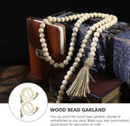 IMIKEYA Wooden Beads Garland: 2PCS Farmhouse Wood Bead Garland for Tiered Tray Farmhouse s Hanging Wood with Tassels Prayer Rustic s for Coffee Table Decor