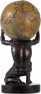 Lukitas Atlas Holding Up World Statue and Sculpture, Lifting The Earth Figurine Decor, Creative Ornament for Home Office Living Room, Brown, Resin 11.5''