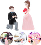 Amosfun Wedding Doll Ornaments Mini Couple Figurines 2.20 Inch Resin Proposal Statue Lightweight Compact Tabletop Display for Wedding Cake Toppers and Home Party Decoration