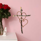 RELY+ Entwined Hearts Wall Cross Metal 13 X 9 Inch Entangled Heart Iron Wall Cross Love Heart Gift for Adult Living Room Decor Bedroom Wall Decorations