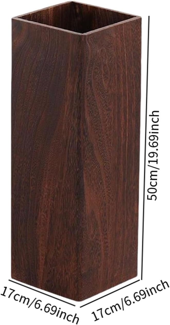 Umbrella Storage Bucket Wooden Umbrella Holder Umbrella Stand Household for Shopping Mall, Dark Wood Color