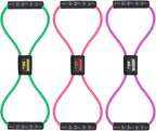 Figure 8 Resistance Bands with Handles for Women Men, Exercise Bands for Back, 8 Shaped Resistance Bands for Arms, Shoulder, Leg Stretching, Physical Therapy, Yoga, Pilates, Home Gym Workout Equipment