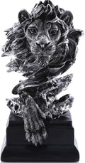 H&W Sandstone Lion Figurines - The King of Beasts - Statue Decoration for Home/Study/Living Room, Great Collectible Figurines, Best Gift for The Man, Silver Color (HH17-D3)