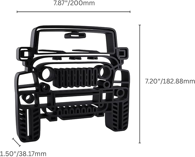 Jeep Wrangler Sculpture - Minimalist Decorative Accent for Off - Road Enthusiasts & Modern Home Decor | Collectible Design (Jeep Wrangler Front View Matte Black)