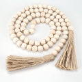 58in Wood Bead with Tassels – Boho Farmhouse Decor for Wall, Vase, Tray – Handmade Wooden Beads Home Decor