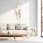 Artilady Moon Dream Catchers - Yellow Dream Catcher with Crystals Princess Room Decor for Girls Kids Adults Baby Bedroom Room Decor Christmas Birthday Teen Girl Gifts