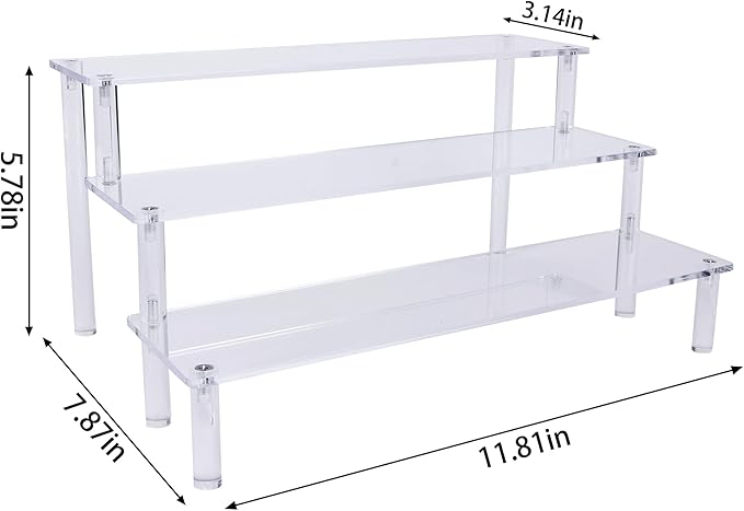 Acrylic Display Risers,Clear Risers Perfume Organizer Stand, 3 Tiered Cupcake Shelf Stand Holder,11.8 Inch,DIY