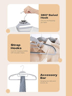 HOUSE DAY Grey Plastic Hangers 50 Pack, Slim Space Saving, Non Slip Hangers with Rubber Pads, Sturdy Heavy Duty Coat Hanger for Closet, S-Shaped Clothes Hanger for Shirt, Suit, Pant, Skirt