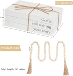 Decorative Books for Home Decor, Wooden Faux Book for Decoration, Farmhouse Stacked Display Books (God is still writing your story)