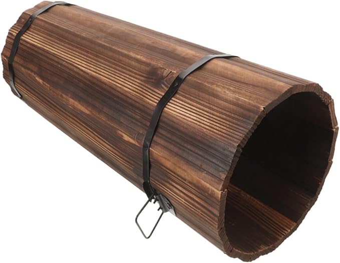 MAGICLULU Handmade Carbonized Wood Stand Modern Umbrella Stand Storage Tube for Umbrellas Walking Sticks and Decorative Fans Indoor Outdoor