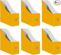 Limitliho 6 Pack Cardboard Magazine Holder for Desk, Book Bins for Classroom Library,Office,Home, 10.6" H x 10.2" L x 3.5" W in Magazine File Holder(Yellow)