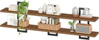 HOOBRO Floating Shelves, 15 Inch Wall Shelf Set of 3, Wall Mounted Storage Shelves 2-Tier, Hanging Bathroom Shelves, for Living Room, Bedroom, Bathroom, Kitchen, Walnut and Black BH32BJP301