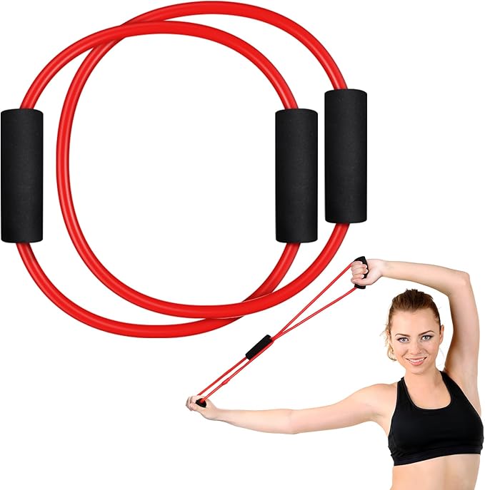 Barre Double Tube Red Resistance Band Exercise Tubes for Home Pilates Barre Workout