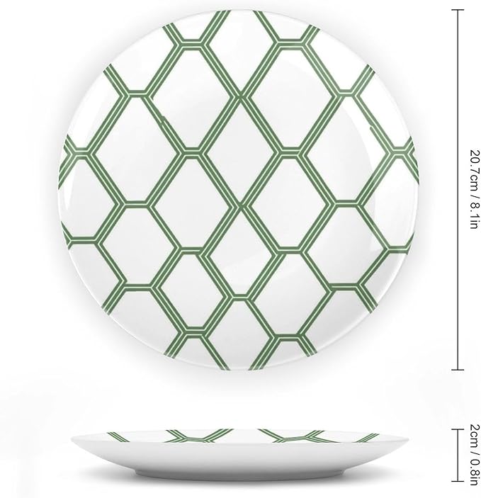 Grey Sage Green Mid Century Ceramic Decorative Plate of 6", 7", 9", 10", Custom Geometry Porcelain Dessert Plate Set, Art Decoration Household Decorations Wedding, Including Bracket And Special Hook