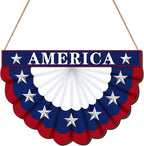 4th of July Wreath Patriotic Decorations Patriotic Wreaths for Front Door Hanging Sign Wooden 4th of July Decorations for Front Door Decorations Memorial Day Fourth of July Porch Wall Home Decor