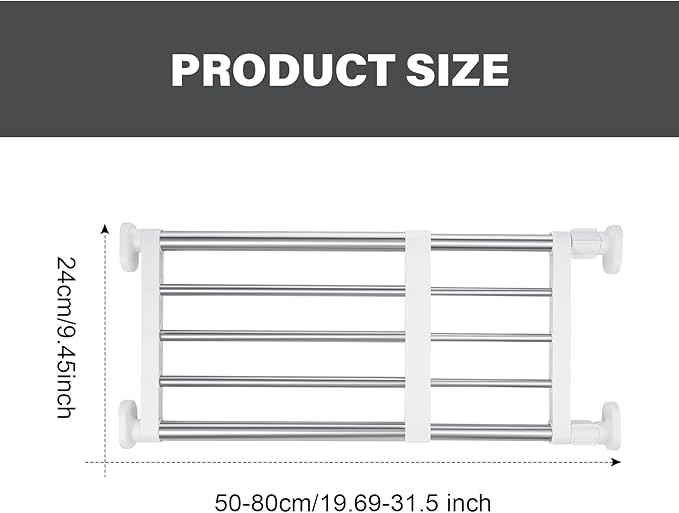 Geetery 4 Pcs Closet Tension Shelf Rod Metal Expandable Shelf Organizer Adjustable Closet Shelves Rack DIY Dividers Separators for Cabinet Storage Locker Clothes(19.69–31.5 Inch)