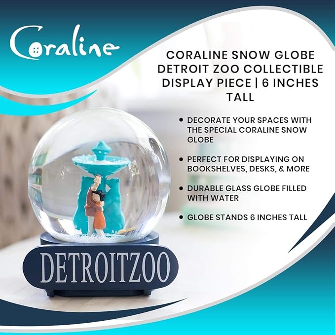 Coraline Special Snow Globe Detroit Zoo Collectible Display Piece | Feature's Coraline's Parents Trapped Inside | Official Coraline Movie Collectible Snow Globe | Stands 6 Inches Tall