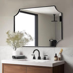 ANDY STAR 30x40 Inch Bathroom Mirror, Black Bathroom Mirror for Over Sink, Unique Rectangle Wall Mirror, Matte Black Framed Rectangular Mirror with Scalloped Edges, Ideal for Home Decor