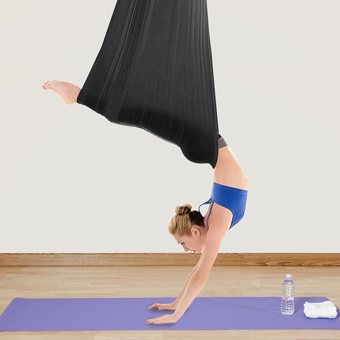LOYALHEARTDY Aerial Silks Starter Kit, 11 Yards Equipment Set for Aerial Yoga, Durable Aerial Yoga Hammock Aerial Swing for Aerial Acrobatic, Aerial Dance & All Levels (L:10m W:2.6m)