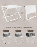 IBUYKE Luggage Rack for All Suitcase Sizes,Metal Luggage Holder,Foldable Suitcase Stand,Easy to Assemble for Bedroom Living Room Hotel,White TLR001W-2