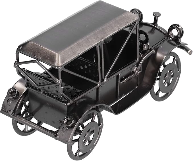 Vintage Grey Classic Car Ornament, Retro Iron Antique Model Decoration for Home Office Desk, Mini Metal Collectible Craft with Authentic Detailing for Car Enthusiasts