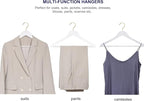 Amber Home 30 Pack Solid Wood Suit Coat Hangers, Smooth White Finish Wooden Dress Hangers with Non Slip Pant Bar, Clothes Hangers with Gold Hook & Notches for Jacket, Pant, Shirt (White+Gold, 30)