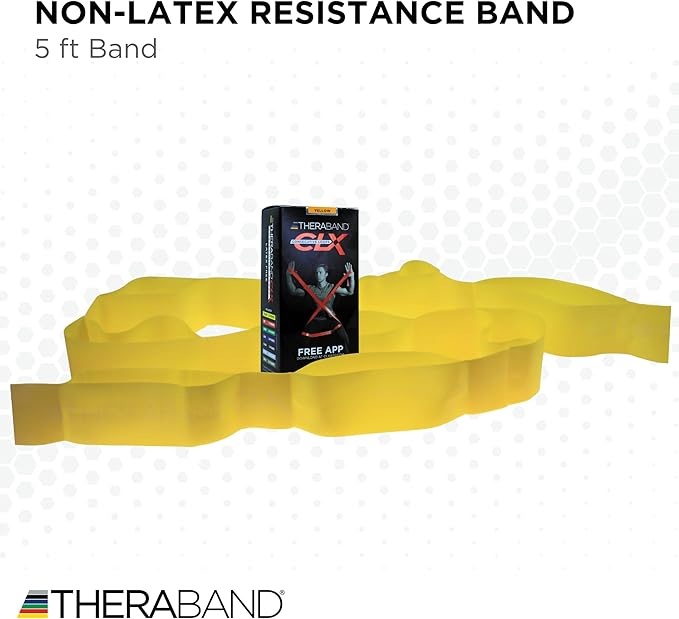 THERABAND CLX Resistance Band with Loops, 5-Foot Non-Latex Exercise Band for Mobility, Rehab, Stretching & Home Workouts, Color-Coded Resistance Levels