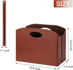 EZDeco PU Leather Magazine Holder, Magazine Rack Floor, Magazine Storage Basket & Vinyl Record Holder, File Folder Organizer for 12 inch LP Albums, Magazines, Books, Newspapers (brown)
