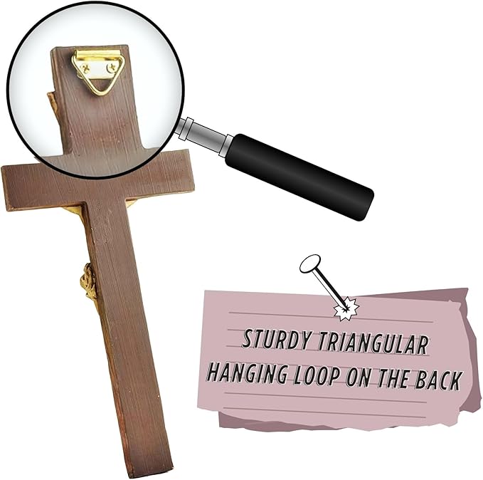 PlentifulHome 9” Resin Crucifix Wall Cross – Catholic Cross for Wall Decor, Jesus Christ Figurine, Inspirational Christian Religious Hanging for Home, Church & Spiritual Gifts