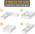 SpaceAid 3 Pack 10" High Under Bed Storage Containers, Large Underbed Storage Organizer Bins with Lids for Bedroom, Dorm, Clothes, Closet Organization, Bed Sheets and Blankets (White)