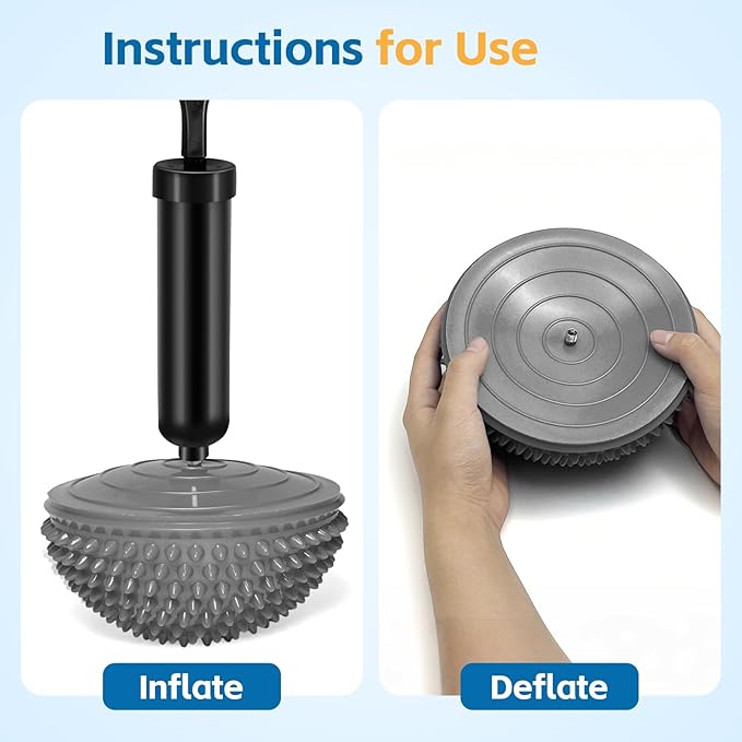 Wobble Cushion Set for Sensory Kids and Balance Training - Disc Plus 4 Pods, Board With Pump, Inflatable Stepping Pads for Adults