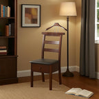 Proman Products Manhatten Chair Valet VL36654 with Drawer, Hanger, Trouser Bar and Tie & Belt Bar, 19" W x 24" D x 43" H, Dark Walnut