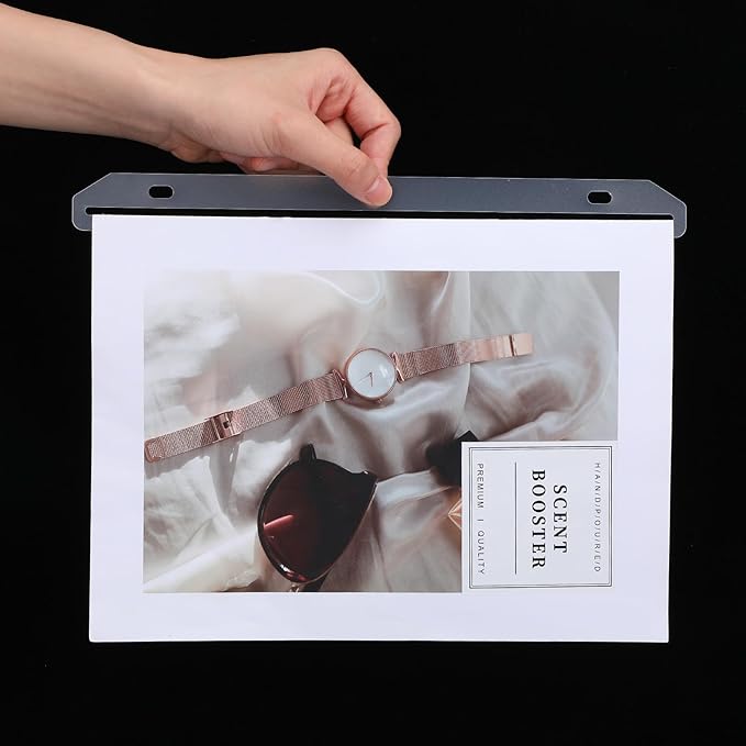 Amabro 24Pcs 3 Hole Magazine Binder Inserts Holders, 3 Ring Binder Strips Sheet Magazine Organizer Accessories Protectors Music Folder Paper Filebook Heavyweight Letter Size 11.81 x 1.14 Inch(White)